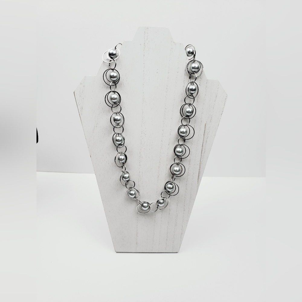 Arras Creations Trendy Fashion Hematite Short Fusion Necklace, Chunky Necklace